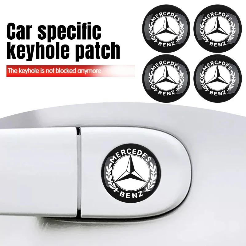 VCJ1 4Pcs Car styling Lock Keyhole Stickers Decoration Protection For Mercedes Benz C180 C200 C260 C300 W108 W124 W126 W140 W168 W169