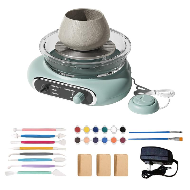 Mini Pottery Wheel Kit Pottery Clay Art 4.7" Turntable Electric Pottery Wheel Detachable Cleaning for Home DIY Ceramic Work
