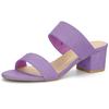 Allegra K Women's Open-Toe Slide Sandals with Block Heels, Purple, Size 24.5cm
