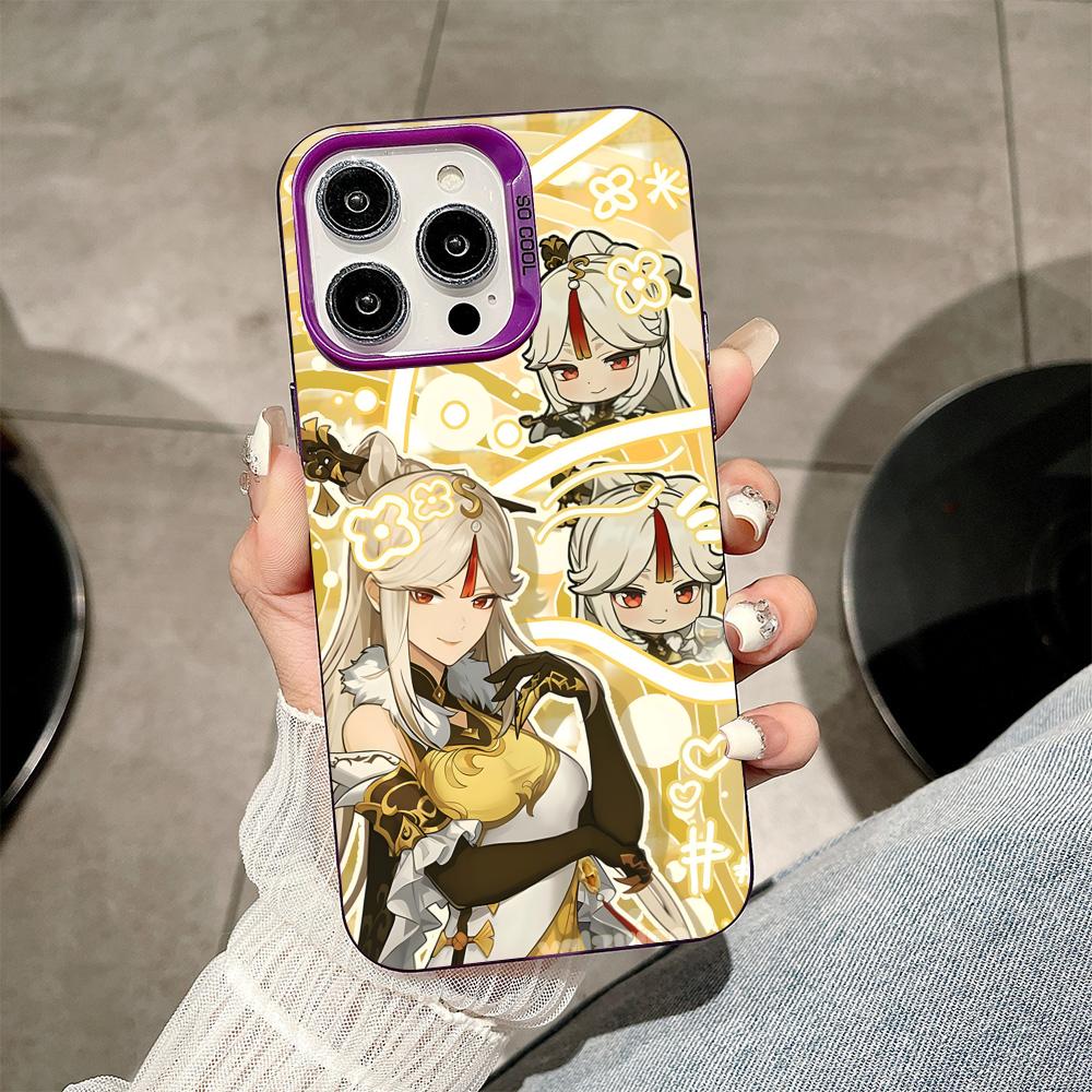 Game GI Ningguang Purple Translucent Mobile Phone Case for iPhone 17 16 15 14 13 12 11 X XR XS 8 7 Air Pro Max Plus Cover