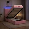 Ottoman Bed with Mattress and LED Pink 90 x 200 cm Velvet