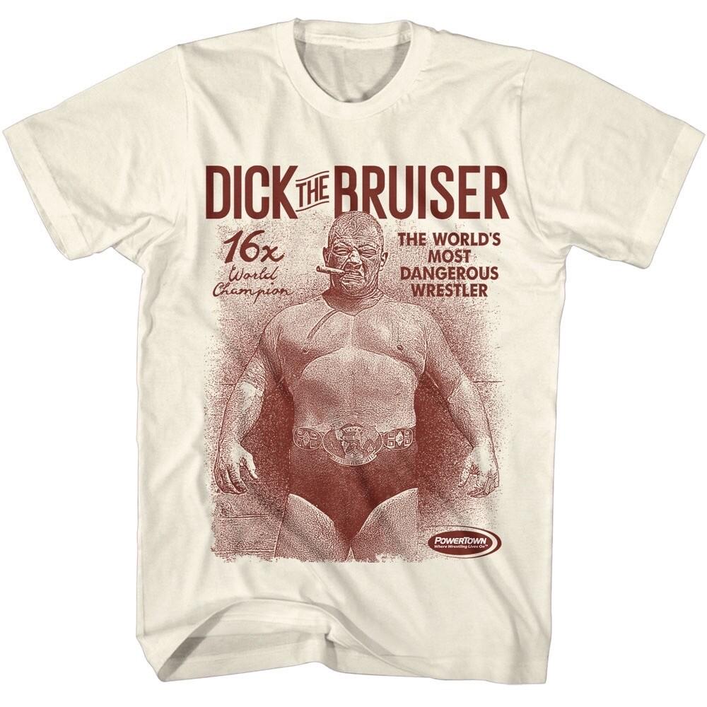 POWERTOWN DICK THE BRUISER T-Shirt WWE Adult World Champion New Beige Cotton Unisex T-Shirt XXXXL