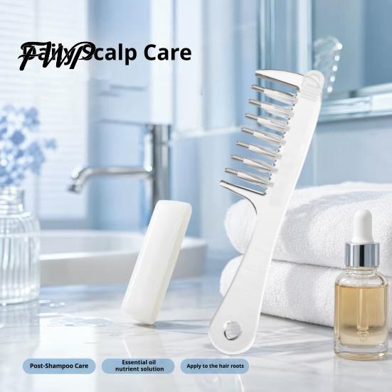 Scalp Applicator Essential Oil Comb, Round Massage Ball Teeth Design, 10ml Capacity, Scrubber for Hair Growth Clear Leakproof Portable Liquid