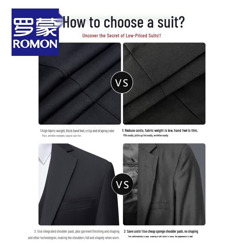 Romon Men's Slim Fit Business Suit Set