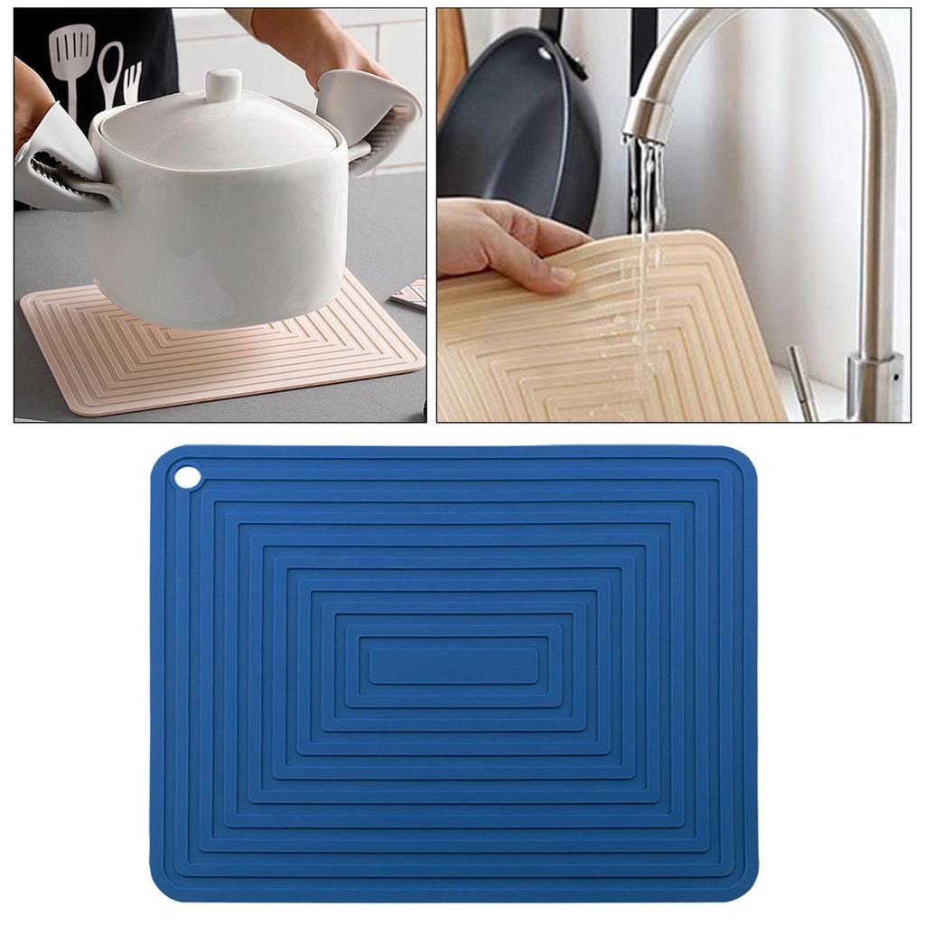 Waterproof Non Slip Drying Pad Hot Pot Holder Heat Resistant Silicone Drain Pad