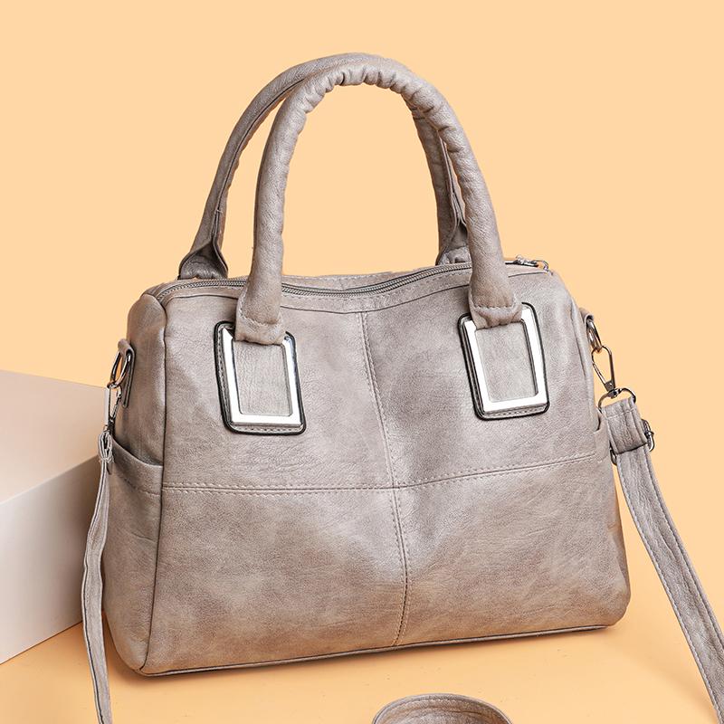 Chic Women's Leather Top-Handle Bag Versatile Crossbody Purse for Daily & Casual Use