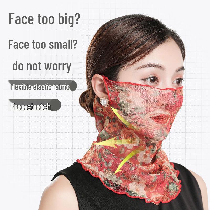 Women's Silk Scarf: Lightweight Sunscreen Veil, Neck Protection, Autumn/Winter Fashion Accessory.