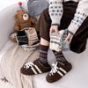 2 Pairs of Autumn-winter Retro Fair Isle Snowflake Wool Socks - Children's Mid-calf Socks, Thick and Warm, Versatile and Suitable for All Occasions.