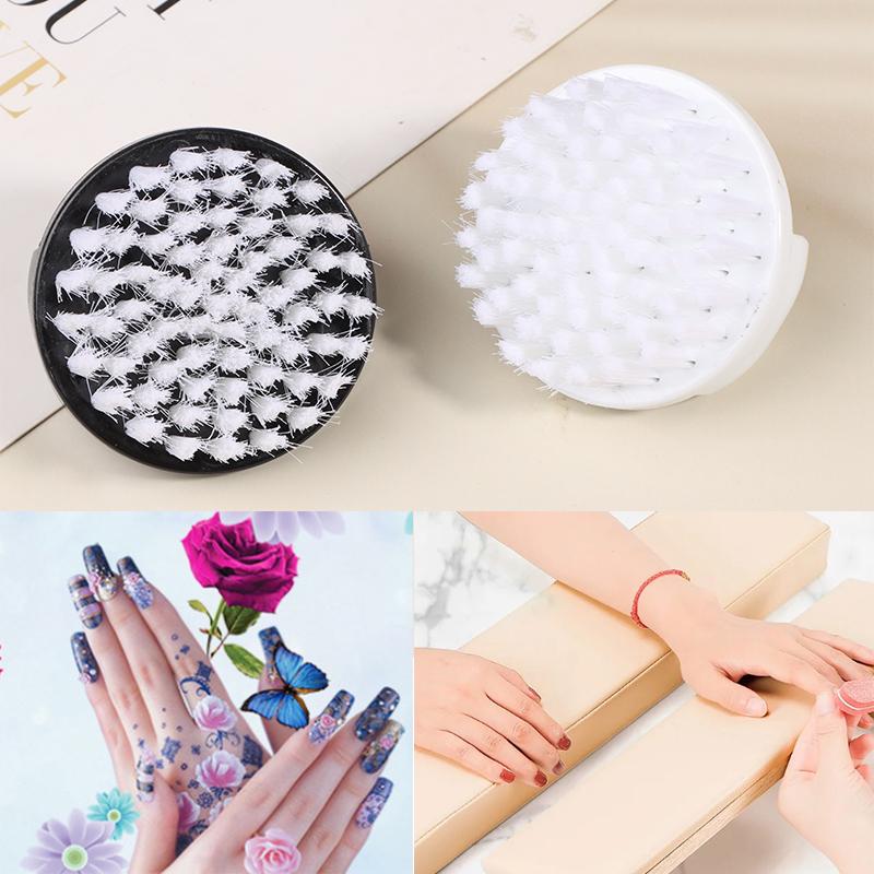 Nail Brush Nail Art Pedicure Soft Remove Dust Plastic Round Cleaning Scrubbing File Tools Black White Manicure Finger Care Salon