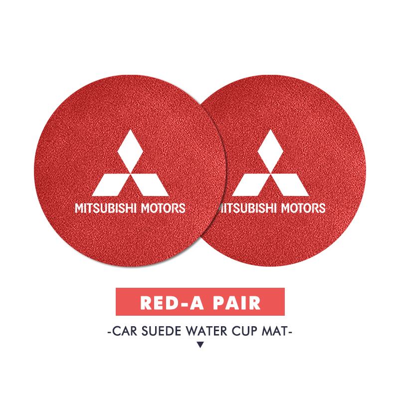 cyakpr1 Premium Suede Water Cup Pad Anti-Skid Splash-Resistan For Mitsubishi Lancer ASX Pajero Mirage Attrage Xpander Outlander