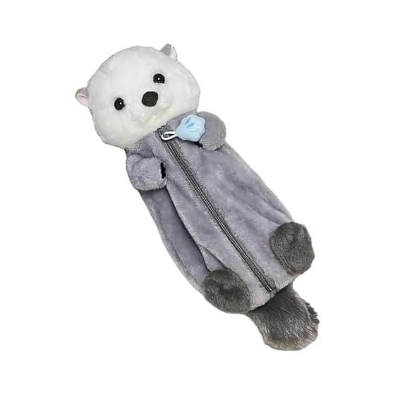 Stuffed Pencil Case, Pen Pouch, Stuffed Toy, Pencil Case, Cute Shark Stuffed Animal Pencil Case, Large Capacity, Funny Korean (Otter)
