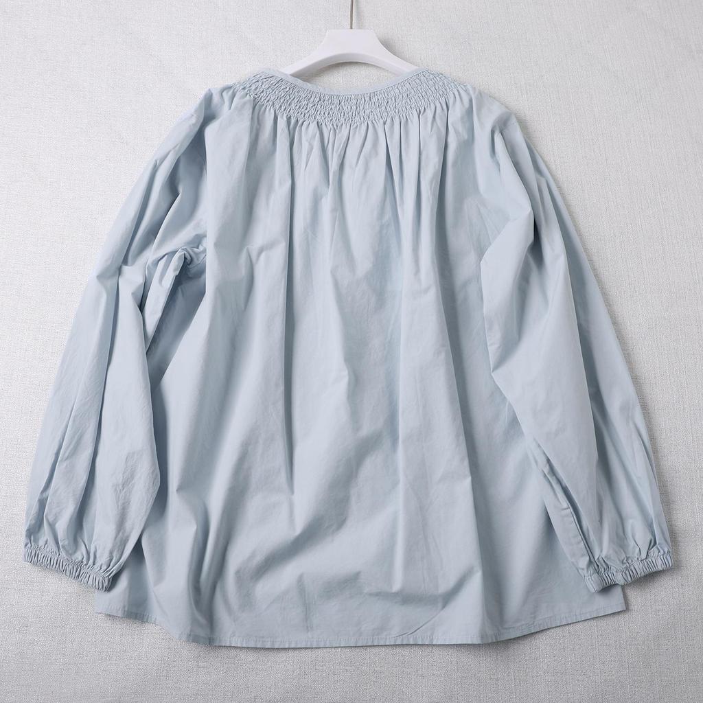 Japanese-Inspired Artistic Pleated Long Sleeve Women's Shirt - Spring Collection