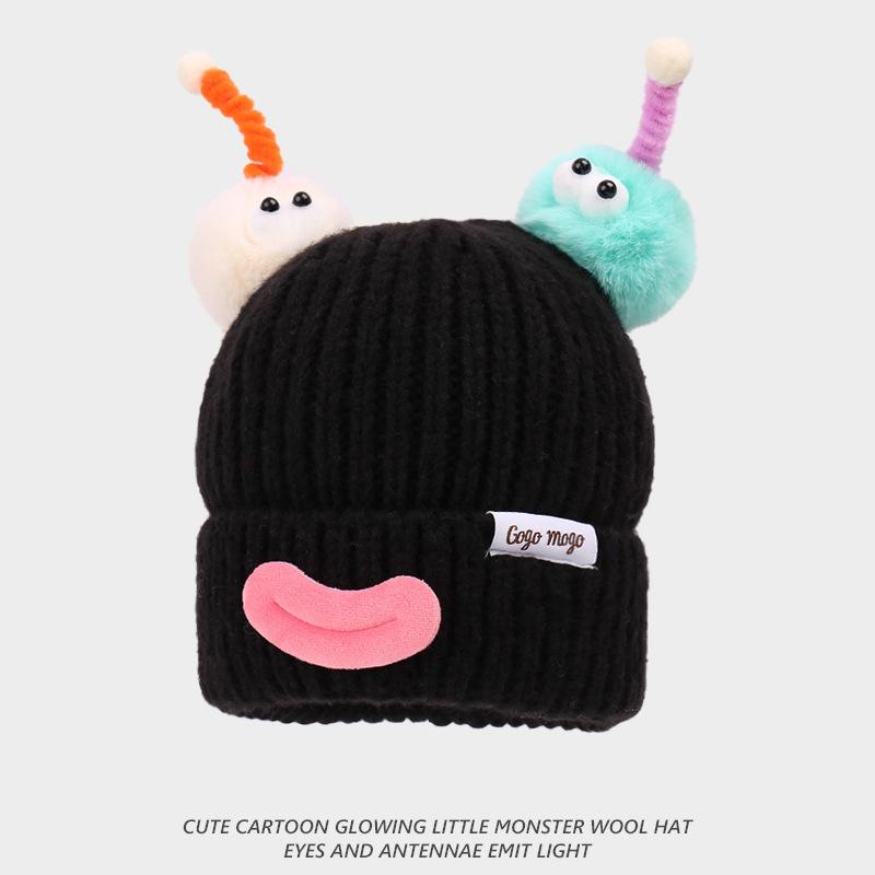 Nowe męskie i damskie kolorowe zabawne czapki, czapki z dzianiny wełnianej, zimowe urocze dziecięce czapki z pomponem dla rodziców i dzieci, ciepłe nauszniki