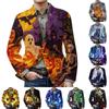Men's Halloween Print Corduroy Warm Blazer Jacket with Pockets Casual Suit Coat Cardigan for Fall and Winter Wear