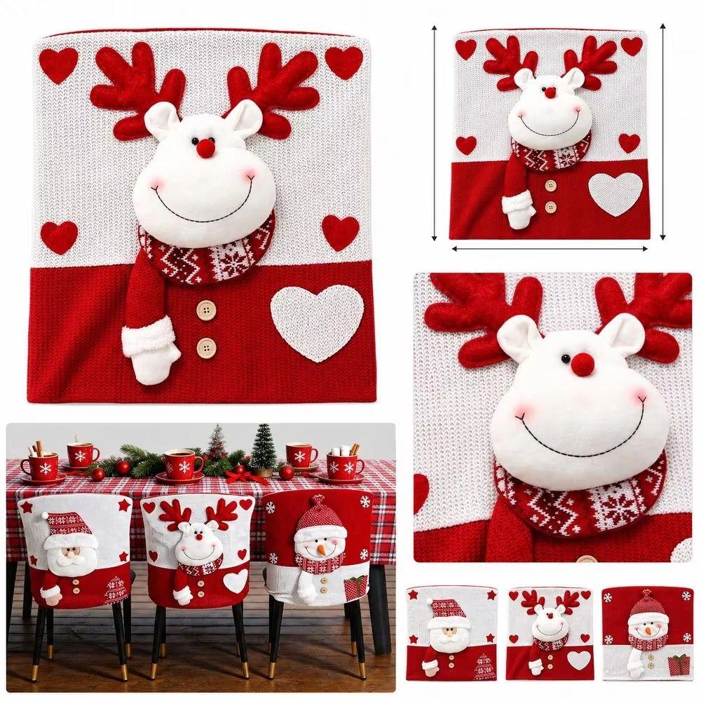 Cartoon Christmas Chair Covers Snowman Plush Stool Covers  Holiday Party