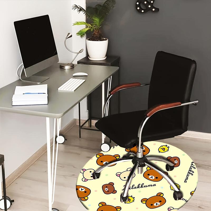 1pc Rilakkuma Pattern Cute Animals Round carpet, Made of Polyester,Perfect for Decorating Office Chairs, Living Rooms,Vibrant Decorative Rug 80cm