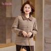 YUZHAOLIN Women's Elegant Plaid Single-Breasted Jacket