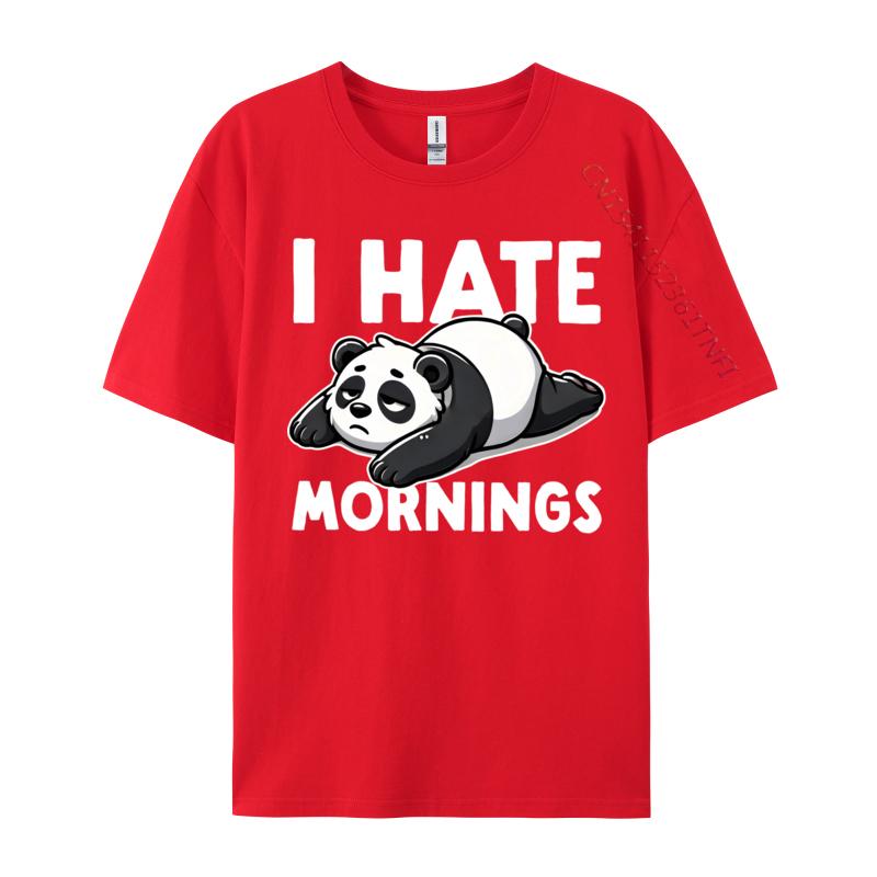 I Hate Mornings Bear Not A Morning Bear Funny Panda Tops Shirts Printed T Shirt Rife Printing Cotton Unisex Tshirts Printing