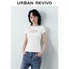 UR 2025 Autumn Women's Letter Print Round Neck Slim T-shirt UYY450276