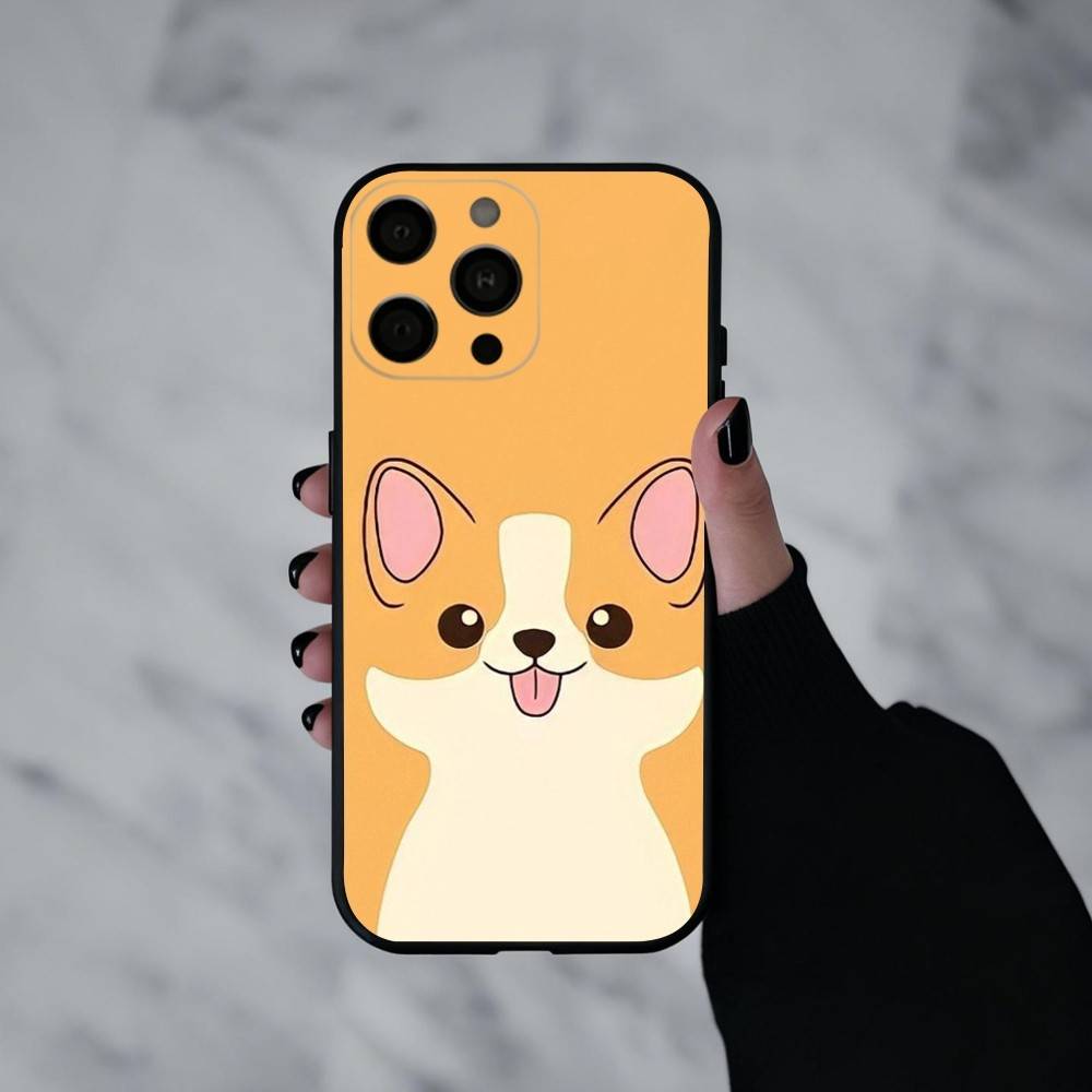 C-Cute Corgi D-Hund-G Handyhülle Für iPhone 17pro,16,15,14,13,12,11 Plus,Pro Max,XS,Weiche Silikon-Schwarze Hülle