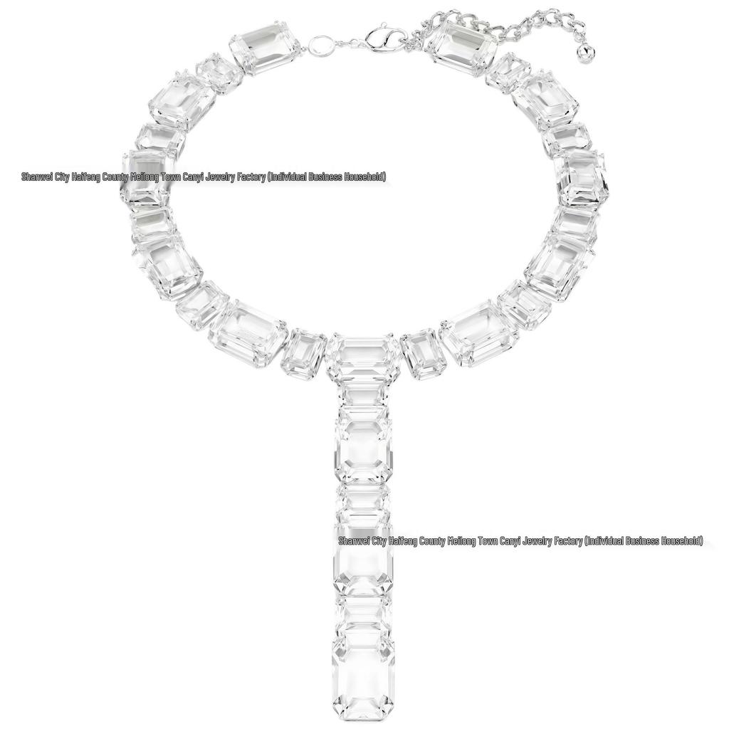 Shi Family Exquisite Purple Octagonal Rhinestone Necklace & Choker Bracelet Set