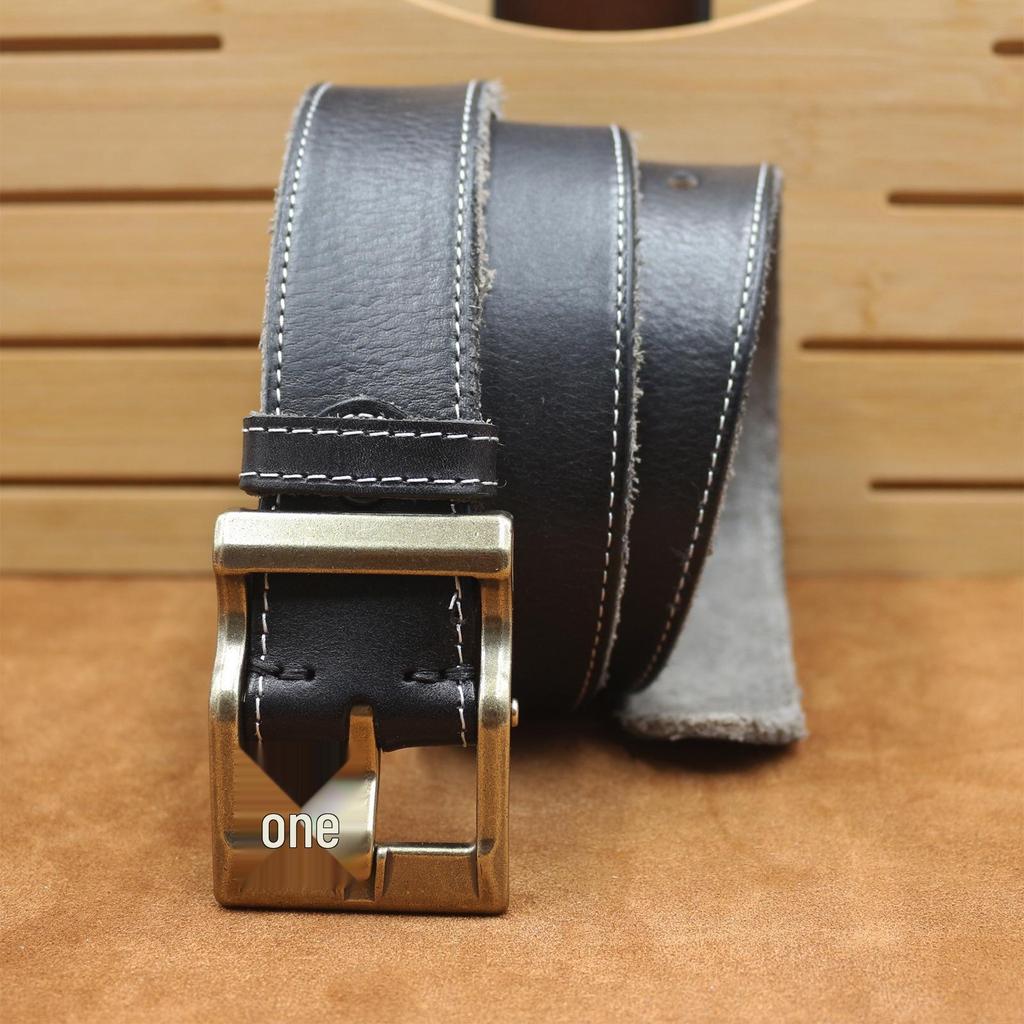 Men's Retro Hand-Stitched Washed Leather Belt - 100% Top Layer Cowhide, Business Casual, Creative Design