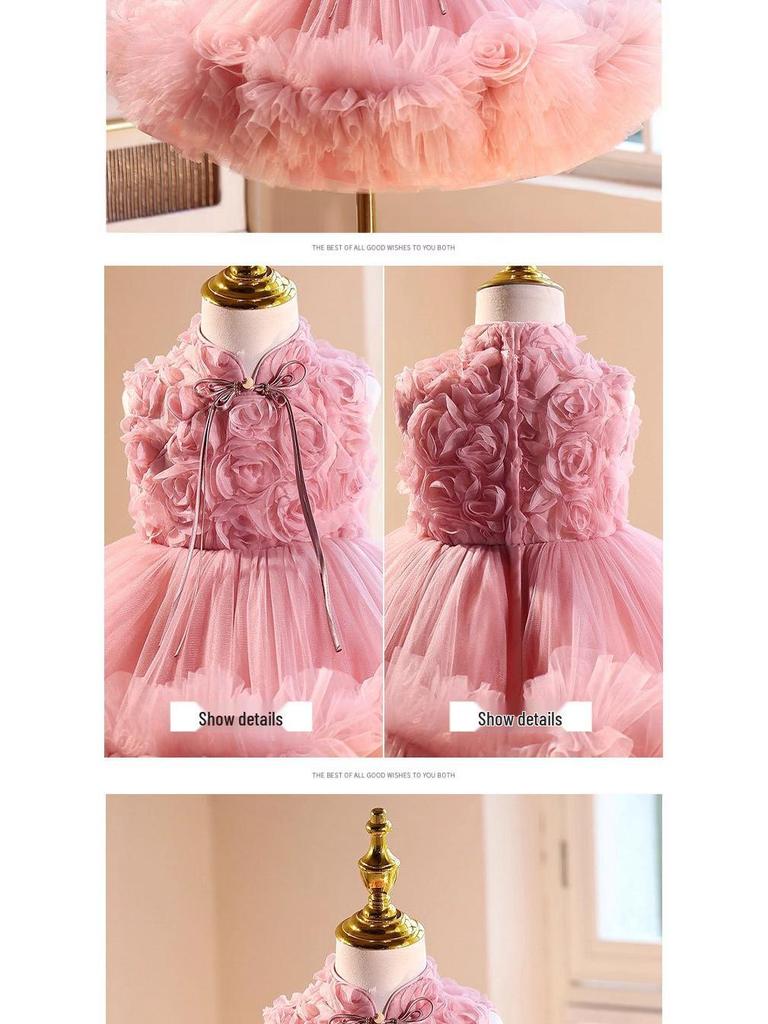Girls' Flower Girl Wedding and Princess Party Dress for Birthday, Host, Piano Performance, and Special Events