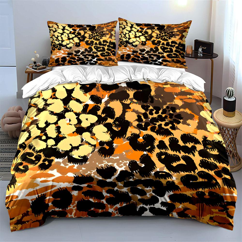 Leopard Print Three-Piece Set For Décor  Kid'S And Adults' Bedroom Decor, Exquisite Three-Piece Bedding Set Gift