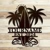 Exclusive Personalized Metal Surfboard Sign Wall Decor Black Plaque for Home Outdoor