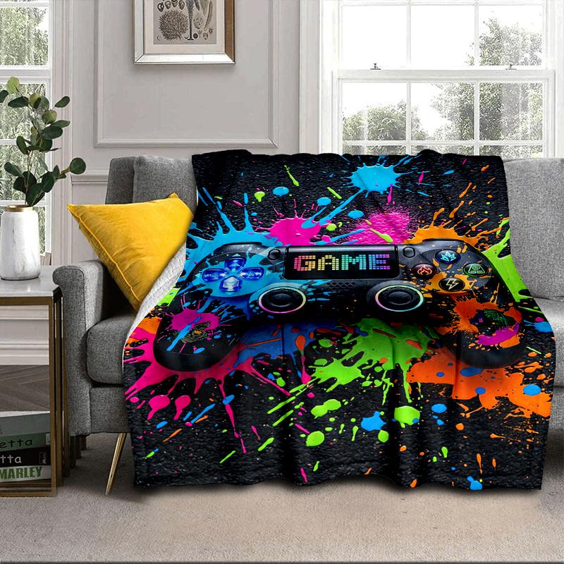 Colorful Gaming Adventure Blanket Flannel Blanket for Bed, Sofa, Camping, Hiking, Picnic Essentials, Gift for Family Fan Gifts
