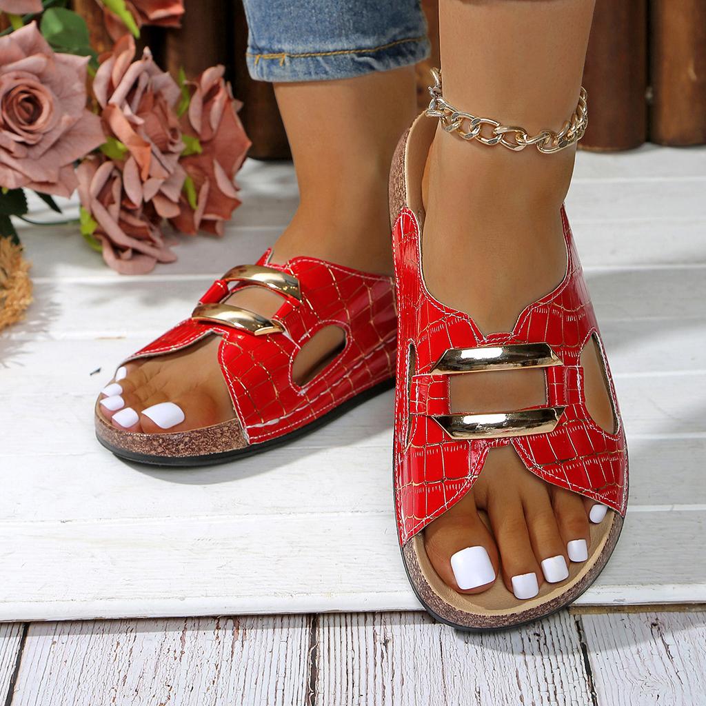 Fashion Women Slippers Summer 2025 Large Size Thick Heel Slippers Casual Leather Outdoor Sandals Lightweight Platform Shoes Slides Women