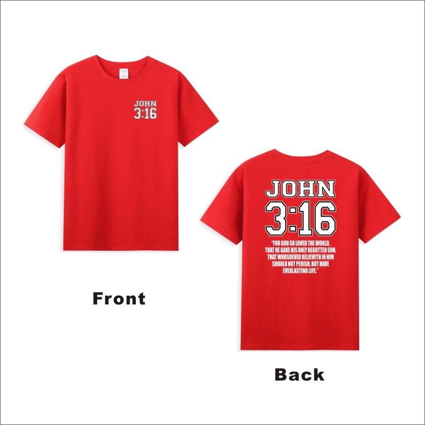 John 316 Christian Bible Jesus Faith Christian Front Back Print Unisexs Tshirt S