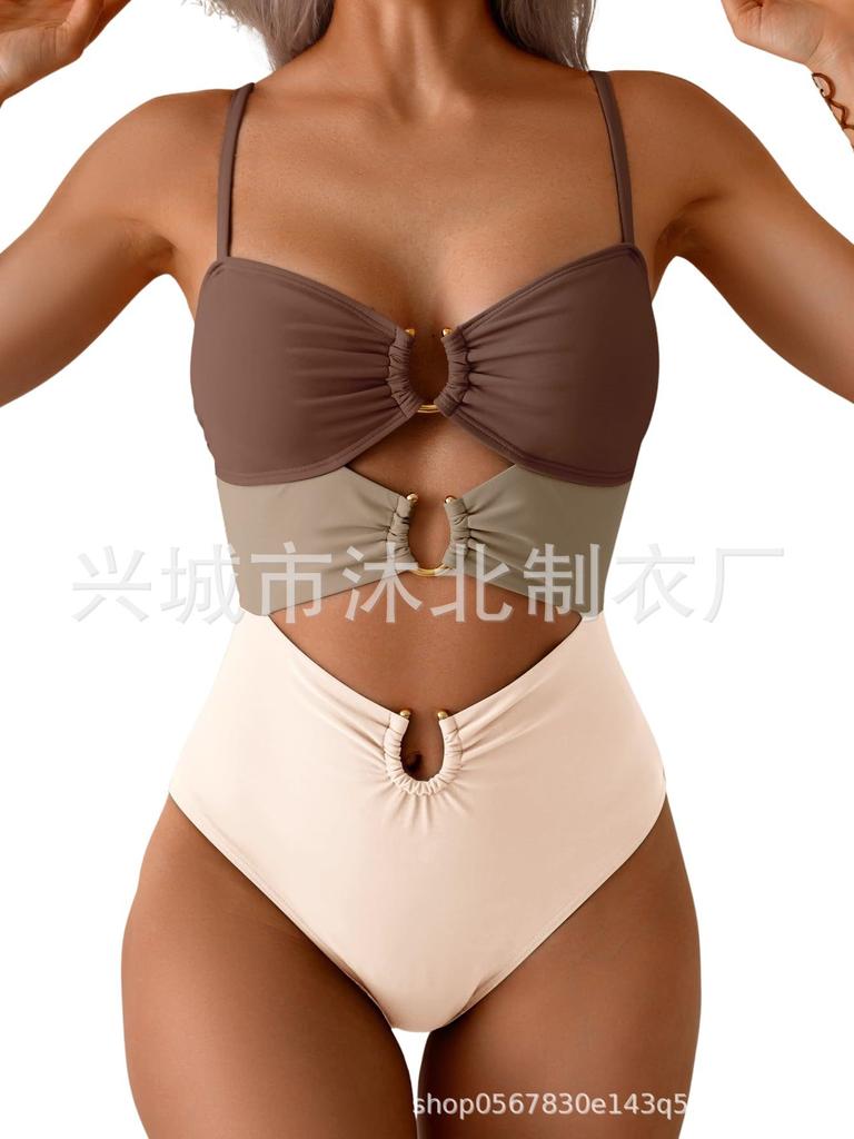 Women's One-piece Swimsuit, Button-down Bikini Sexy Swimsuit, Hollow Swimsuit.