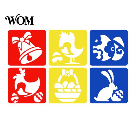 Reusable Paint Stencil 6 Pcs Painting Template Stencils, 5.5x5.9 Inch Washable DIY PP Plastic Art Stencils for Wood Paper Fabric, Home Decor