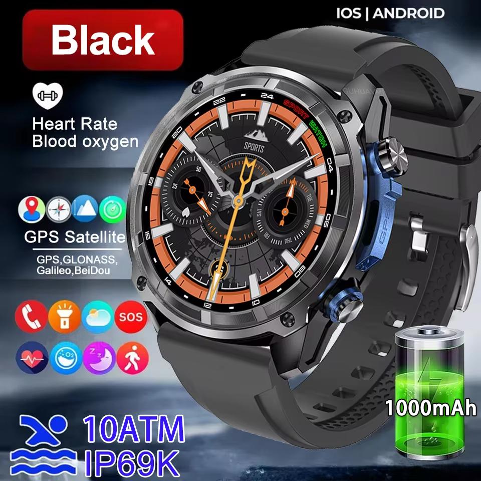 

2026 New T-REX3 Men Outdoor Smart Watch 10ATM Waterproof 1000mAh Battery Precise GPS Map 170+Sport Modes 4GB RAM Bluetooth Call Military Smartwatch чёрный
