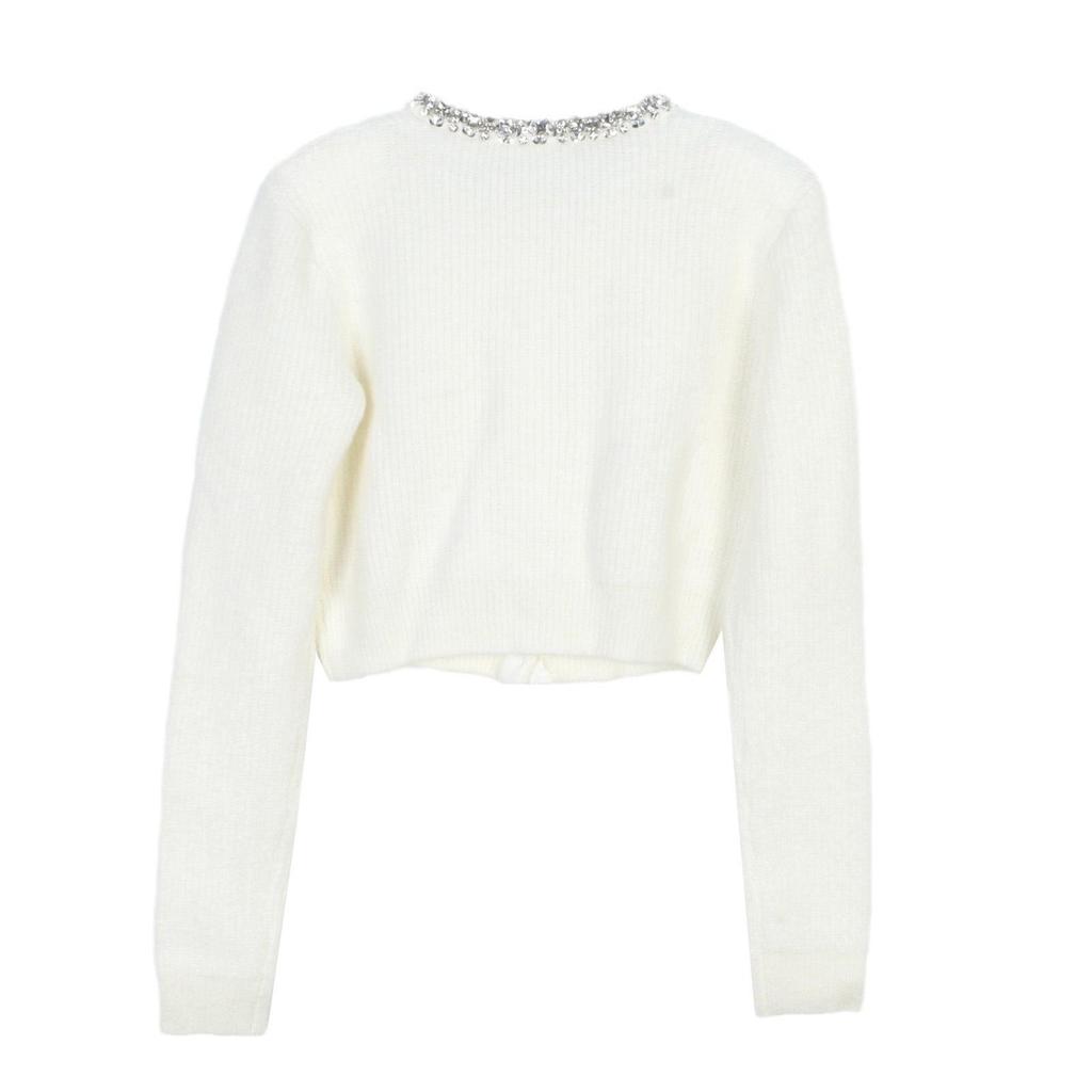 Elegant Diamond-Embellished Knitted Cardigan for a Chic Autumn/Winter Look