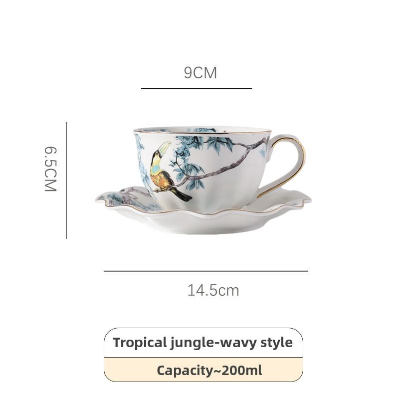 200ml Keramik Blumen Vögel Kaffeetasse Untertasse Sets Keramik Schwarztee Tasse Untertasse Nachmittagstee Paar Untertassen Wasserbecher Hausgeschenk
