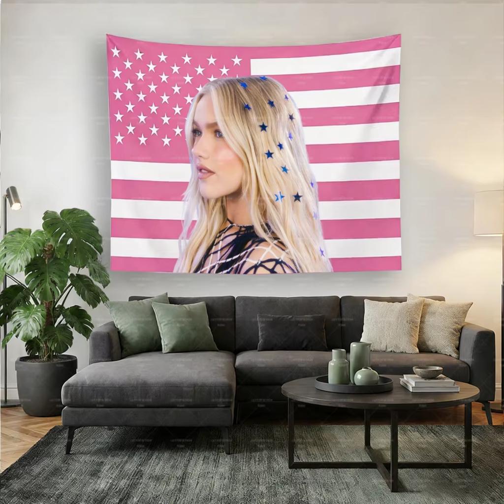 1 Stück Freya Skye Amerikanische Flagge Wandteppich, Polyester Wandbehang für Schlafzimmerdekoration, Party-Hintergrund, Raumdekoration & Fan-Geschenk