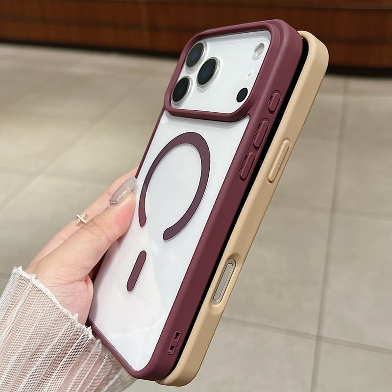 For Magsafe Transparent Phone Case for 17 Air 16 15 14 Plus 13 12 11 Pro Max Shockproof Magnetic Wireless Charging Cover