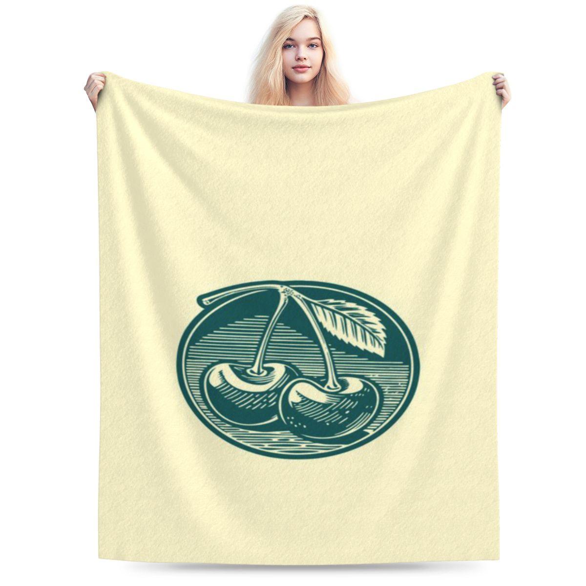 Vintage Teal Cherries Custom Soft Gift An UltraSoft Micro Fleece Blanket 75x100cm 30x40in