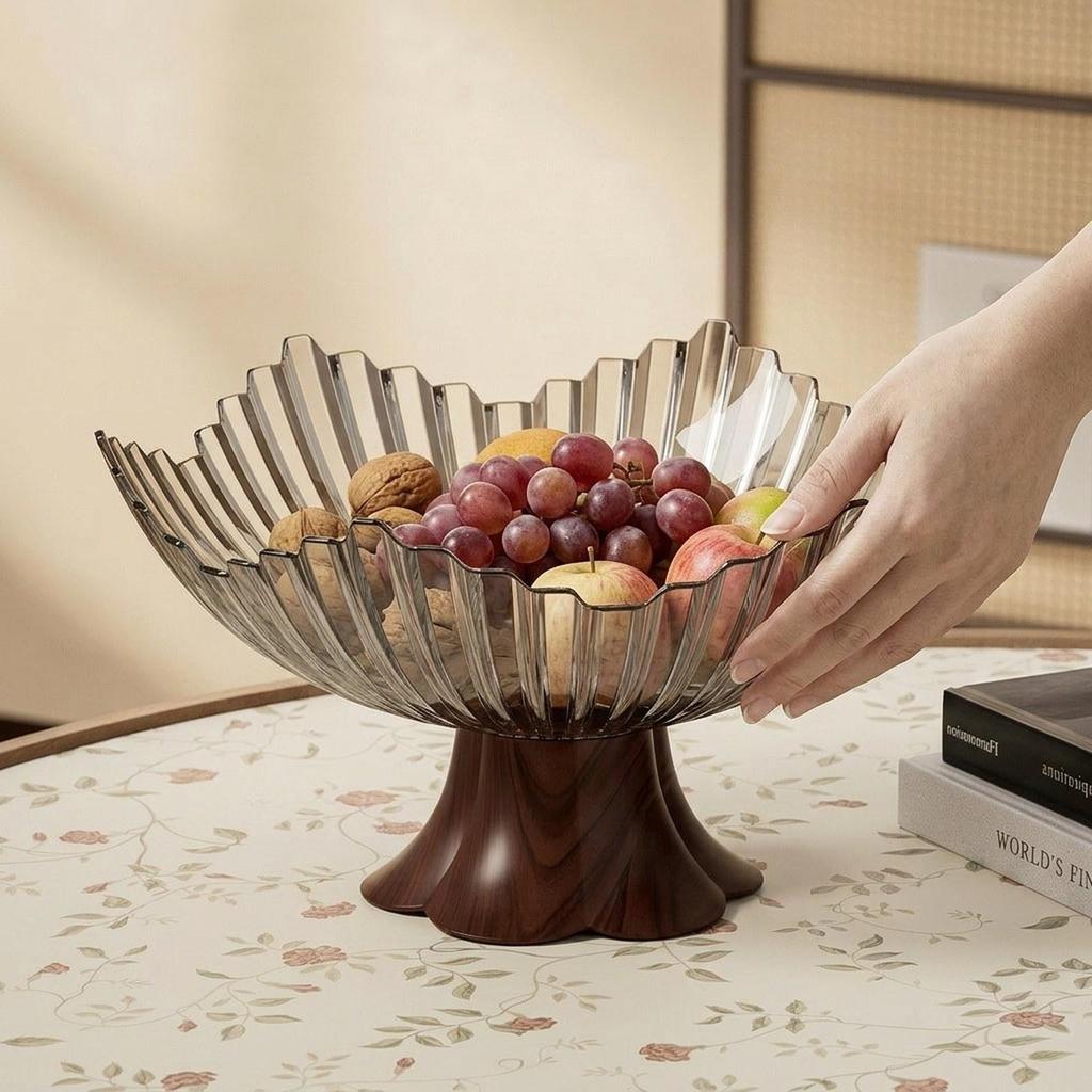 Creative Pedestal Snack Bowl PET Fruit Tray Stylish Table Centerpiece for Living Room Kitchen Countertop Parties