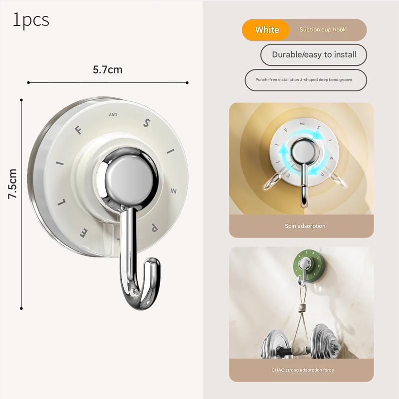 Swivel Suction Cup Bathroom Hook Markless Punch-Free Wall-Mounted Heavy-Duty Bathroom Kitchen and Furniture Storage