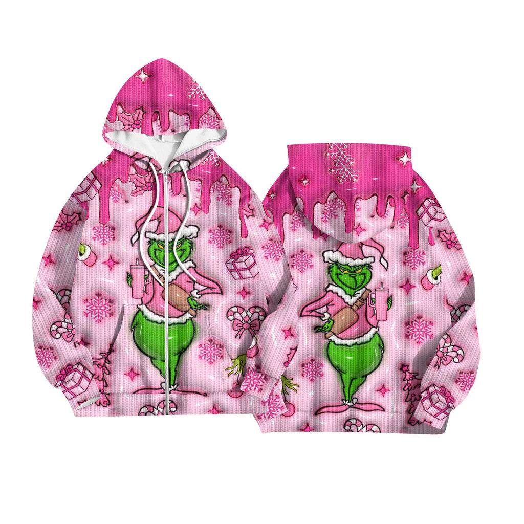 Women's Fashion Jacket Casual Printed Long-sleeved Hooded Cardigan Sweatshirts