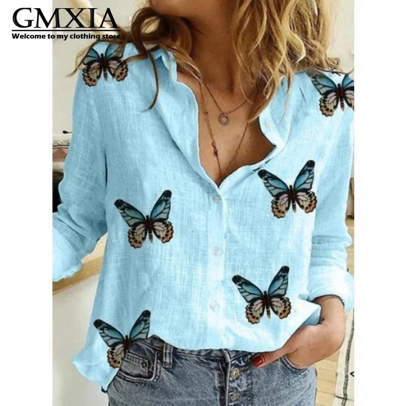 GMXIA Damska Moda Casual Rekreacyjna Bluzki i Koszule z Długim Rękawem z Kołnierzykiem POLO