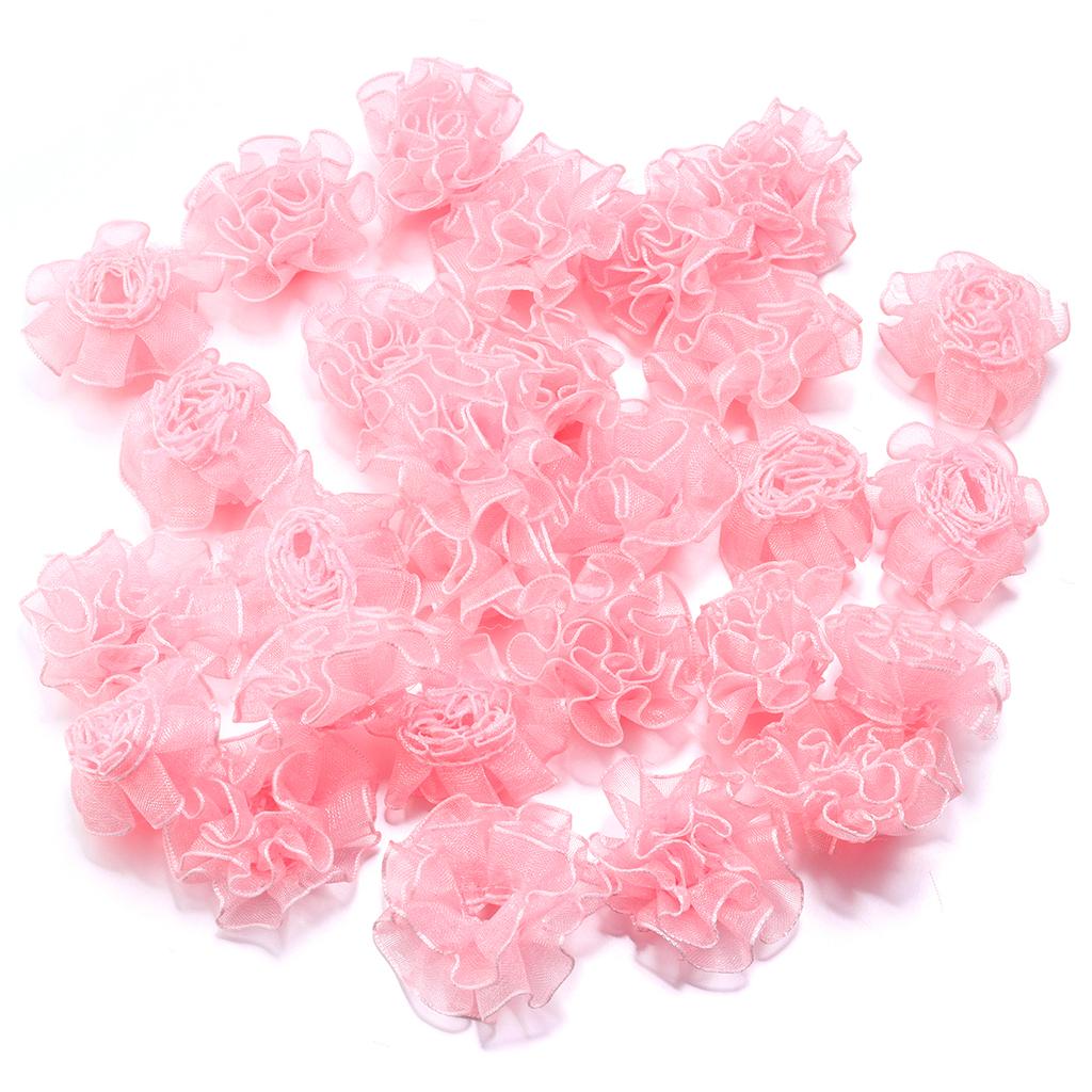 30pcs 3.5cm Snow Gauze Fabric Flower Colorful Carnation Artificial Flowers For DIY Wedding Party Clothing Headwear Decoration