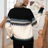 GMXIA Herbst Winter Jacquard Zopf Langarm O-Ausschnitt Gestrickter Pullover für Damen
