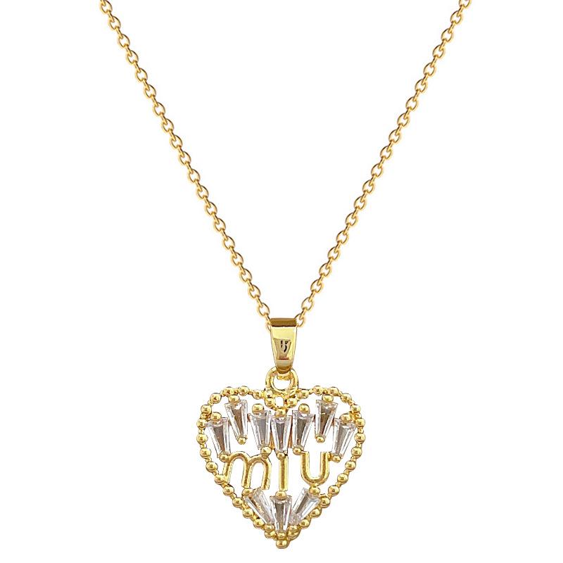 Necklace Earrings Set Light Luxury Full Of Diamonds And Empty Love Personality Temperament Banquet Earrings Item Group