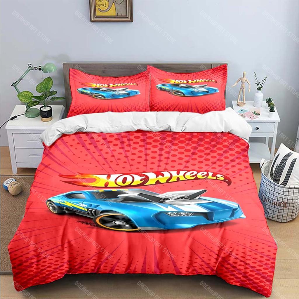 Modny Kreskówkowy Gorący Nadruk W-Wheels Zestawy Pościeli Zestaw Artykułów do Łóżka Poszwa na Kołdrę Zestaw Kołdry Zestaw Pościeli Luksusowy Prezent