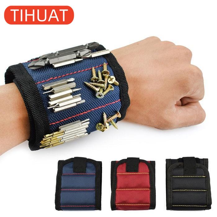 Magnetic Bracelet with Strong Magnets To Hold Screws, Nails, Drills, Great for Your Tool Bag