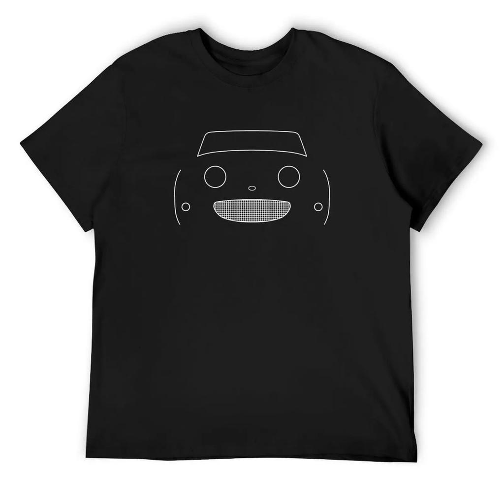 Austin Healey frogeye Sprite British classic car outline graphic (white) T-Shirt cotton graphic tees hippie clothes men clothes